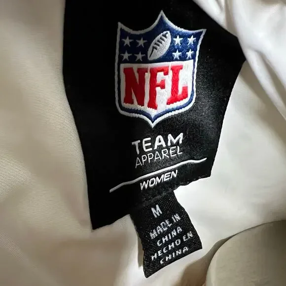 NFL New England Patriots Puffer Jacket Womens Medium Belted Hooded Fleece Parka - Picture 12 of 15